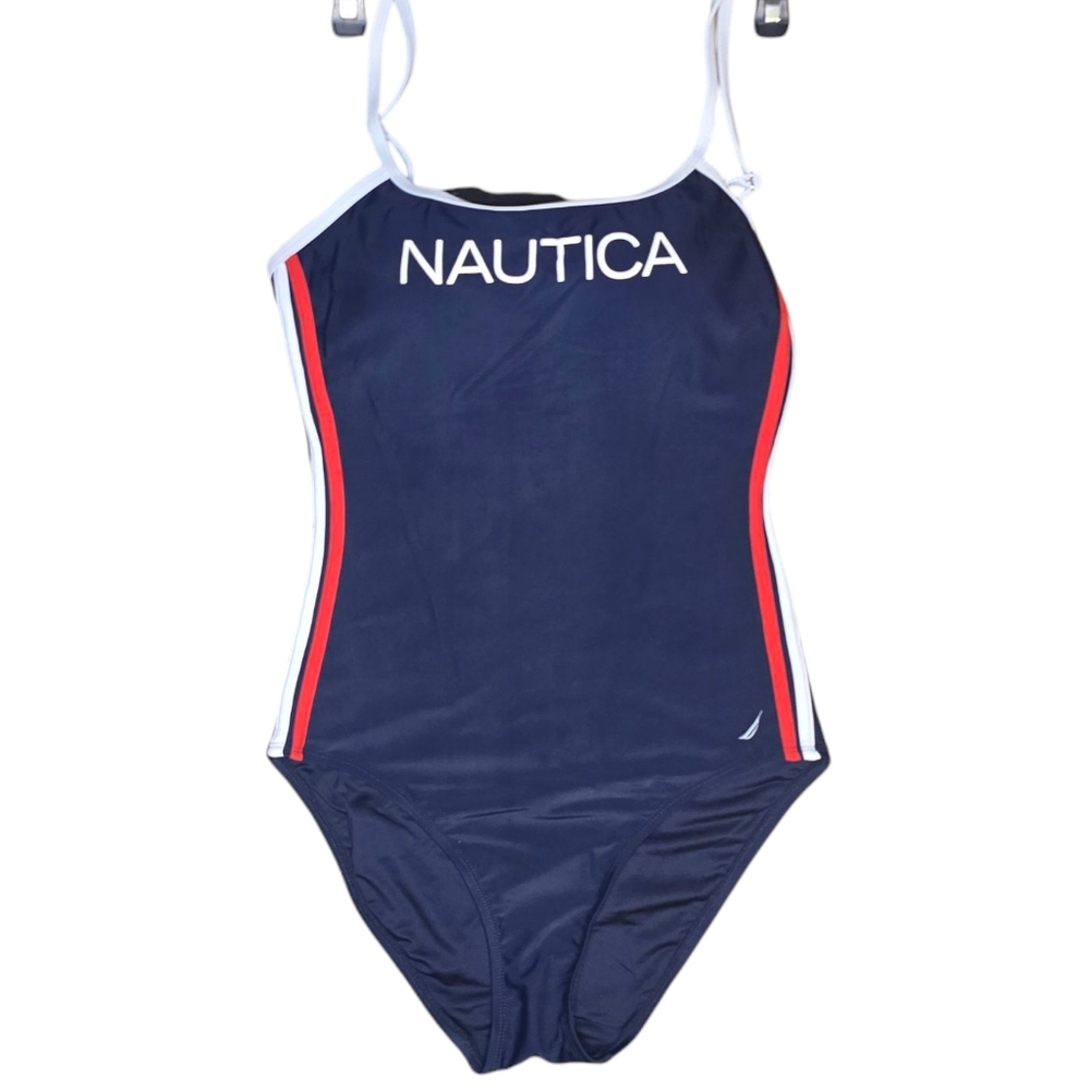 Nautica Navy and Red One Piece Swimsuit